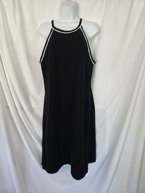 GAP Black Halter Tank with White Piping Stretch Summer Dress Size L